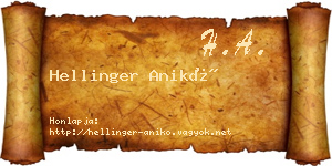 Hellinger Anikó névjegykártya